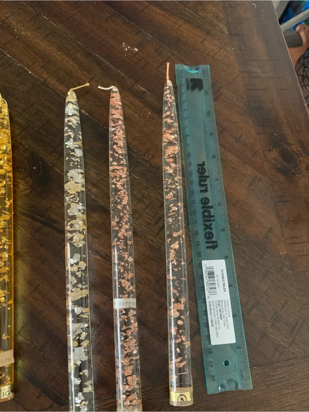 Gold Flake Taper Party Candles - Mixed Colors